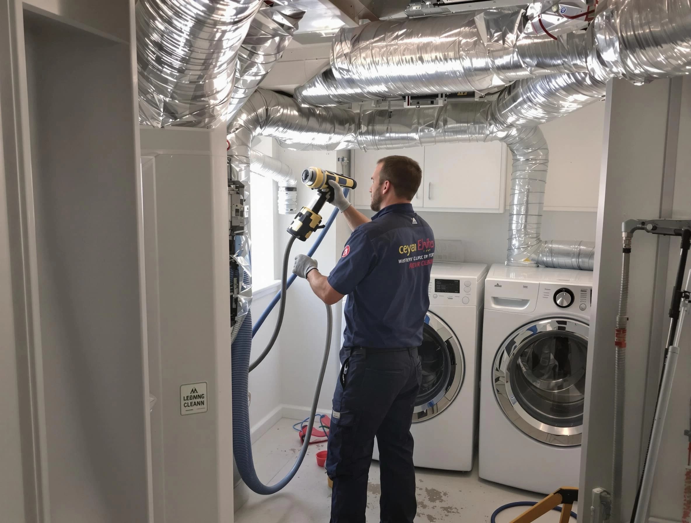 Pawtucket Dryer Vent Cleaning specialist using advanced equipment for thorough duct cleaning in Pawtucket