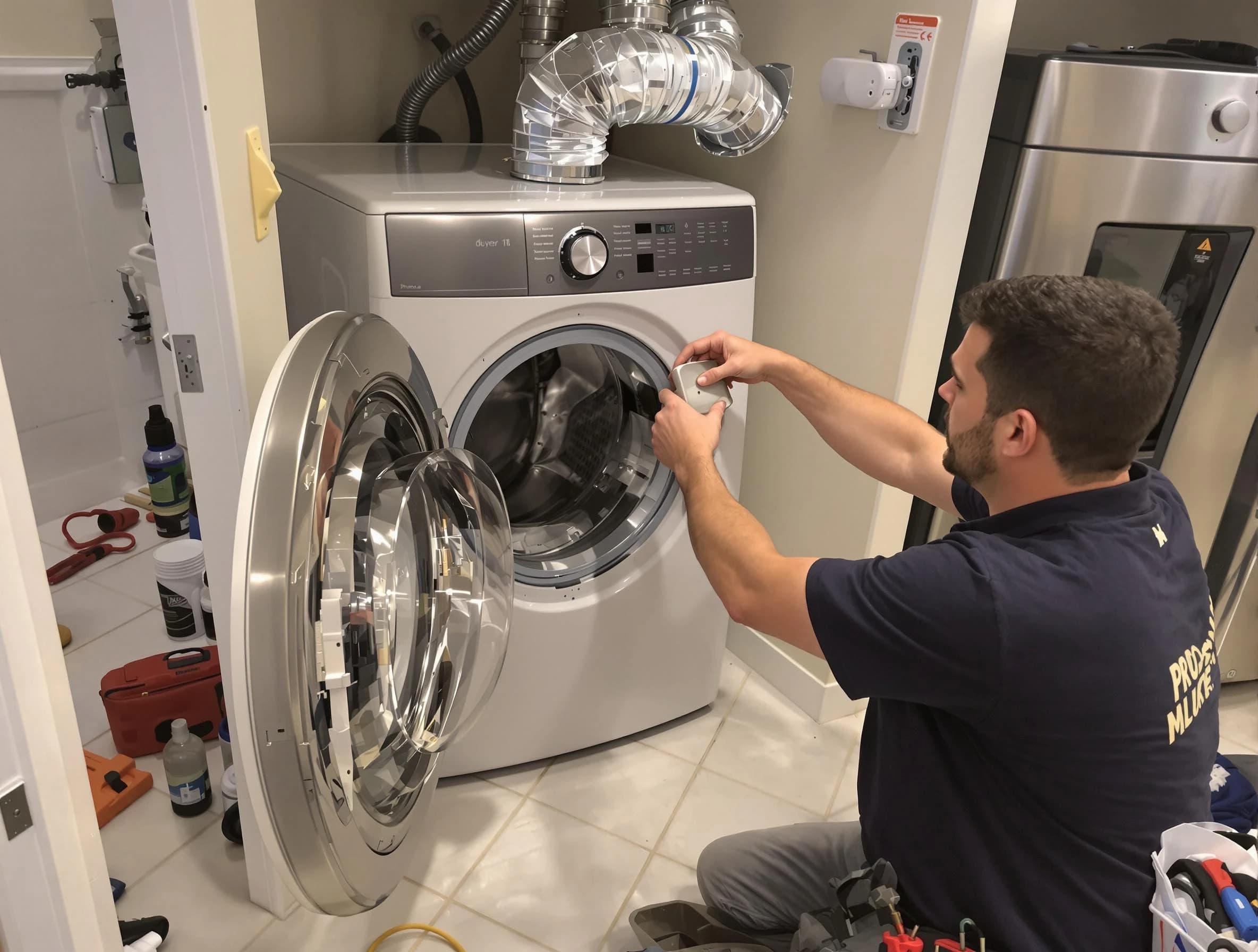 Pawtucket Dryer Vent Cleaning technician performing precise dryer vent hose installation in Pawtucket