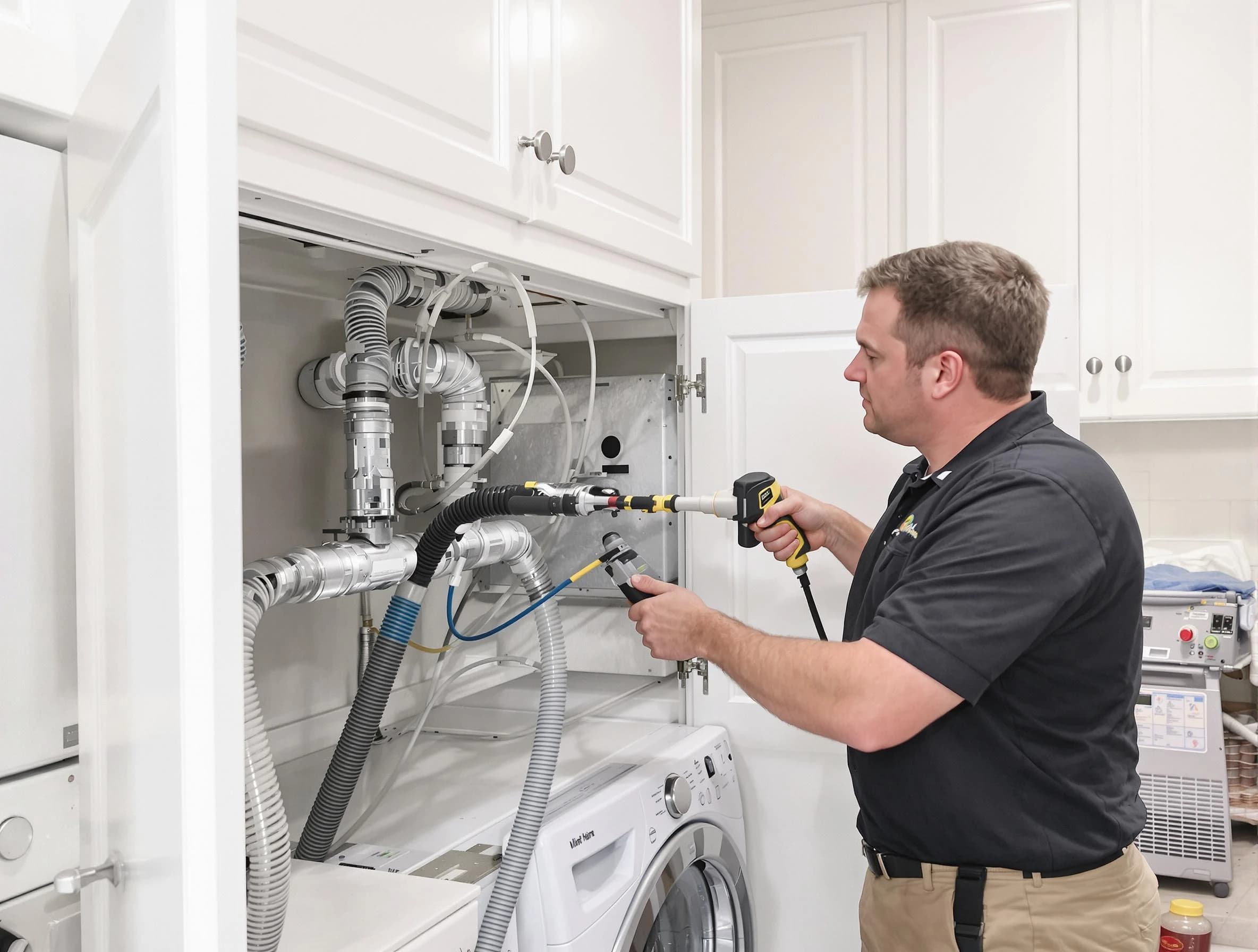 Pawtucket Dryer Vent Cleaning professional removing severe blockage from a clogged dryer vent in Pawtucket
