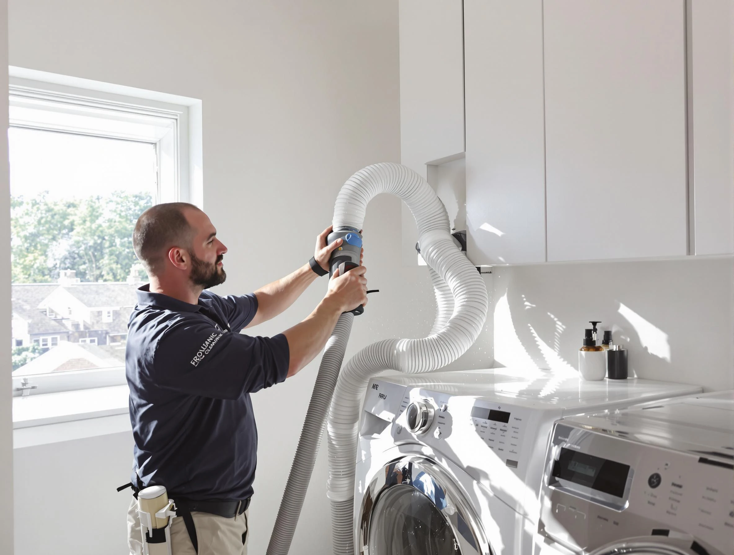 Certified Pawtucket Dryer Vent Cleaning technician performing dryer vent cleaning in Pawtucket